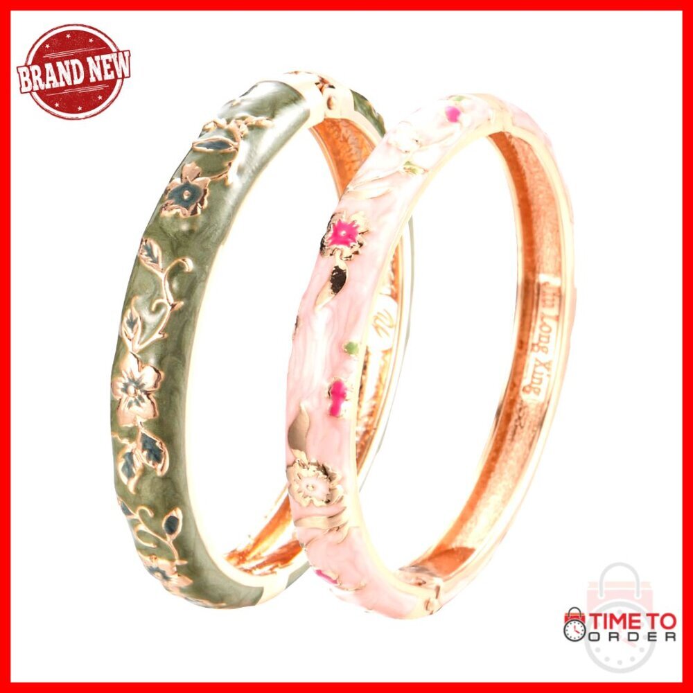 Elegant Enamel Bangle Bracelet Set Spring Hinge Cuff Jewelry Chic Gift - Picture 1 of 7